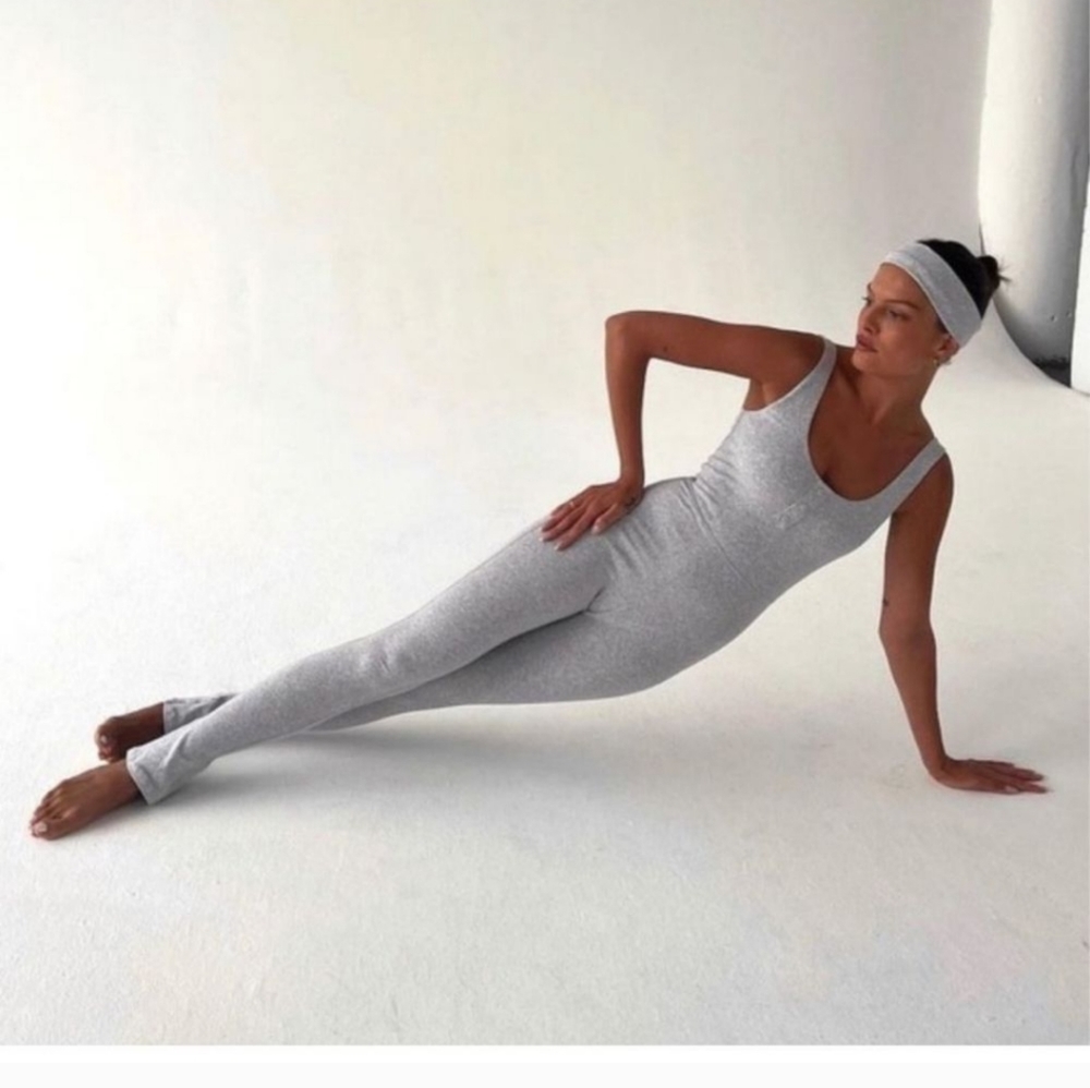 WeWoreWhat Henley Flare Jumpsuit Light Heather Grey, NWT, XS